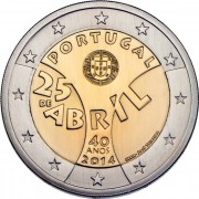 Португалия 2014 2 евро 40 лет Революции гвоздик