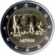 Латвия 2016 2 евро Корова Сельское хозяйство