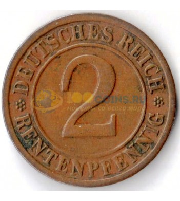 Германия 1923 2 пфеннига G