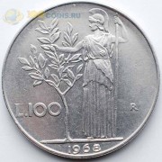 Италия 1968 100 лир Богиня мудрости Минерва