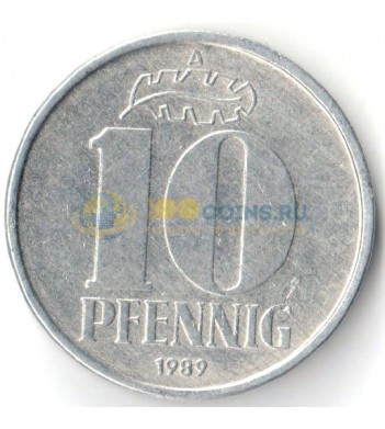 Германия 1989 10 пфеннигов