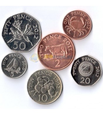 Гернси набор 6 монет 1992-2012