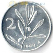 Италия 1969 2 лиры Пчела