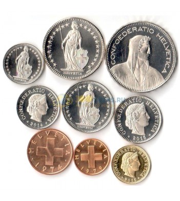 Швейцария 1948-2016 набор 9 монет