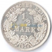Германия 1914 1/2 марки A (VF-XF)