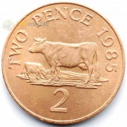 Гернси 1985 2 пенса Корова
