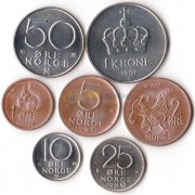 Норвегия 1972-1996 набор 7 монет