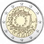 Нидерланды 2015 2 евро 30 лет флагу Европейского союза