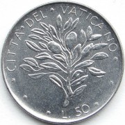 Ватикан 1970-1976 50 лир Оливковая ветвь