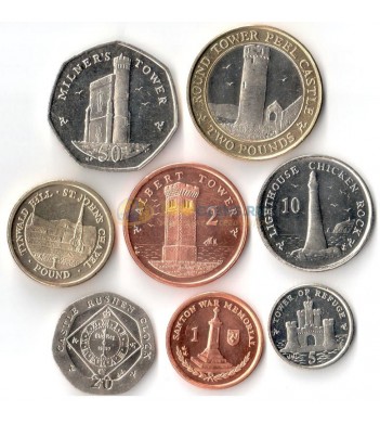 Мэн набор 8 монет 2009