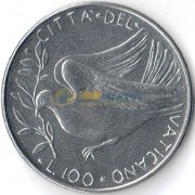 Ватикан 1977 100 лир Голубь с оливковой ветвью