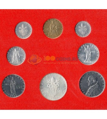 Ватикан 1963 набор 8 монет в буклете