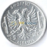 Албания 1939 5 лек Итальянская оккупация