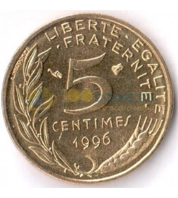 Франция 1966-2001 5 сантимов