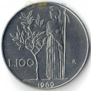 Италия 1969 100 лир Богиня мудрости Минерва