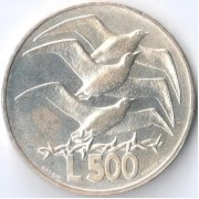 Сан-Марино 1975 500 лир Чайки (серебро)