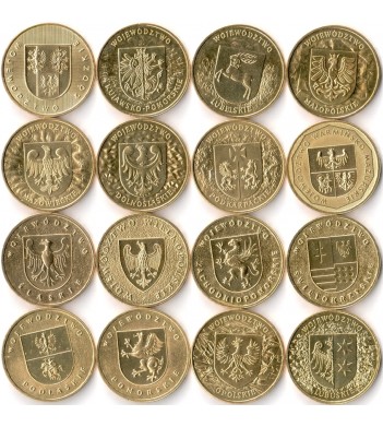 Польша набор 16 монет 2004-2005 Воеводства