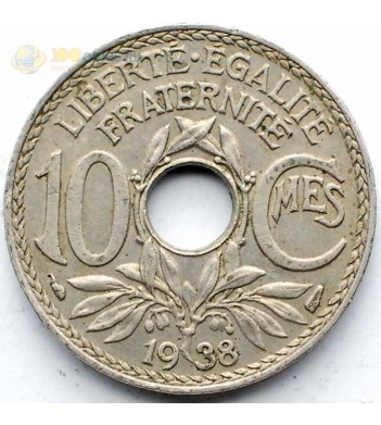Франция 1938 10 сантимов