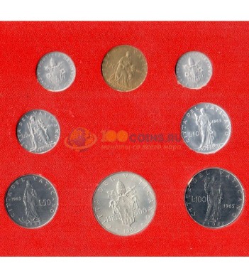 Ватикан 1965 набор 8 монет в буклете