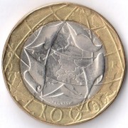 Италия 1997 1000 лир карта (вариант 2)