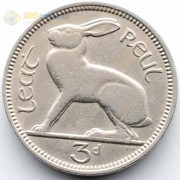 Ирландия 1942-1968 3 пенса Заяц Ирландия 1942-1968 3 пенса Заяц