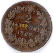 Италия 1867 2 чентезимо (km 2)