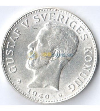 Швеция 1940 2 кроны Король Густав V (серебро)