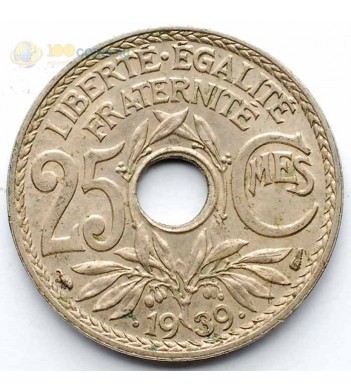 Франция 1939 25 сантимов