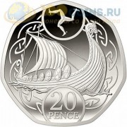 Мэн 2017 20 пенсов Парусник викингов