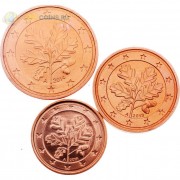 Германия Набор 3 монеты евро 2013-2014 (1-5 центов)