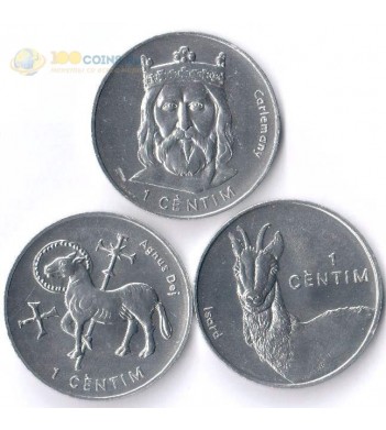 Андорра 2002 1 сентим набор 3 монеты