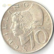 Австрия 1957-1973 10 шиллингов (серебро)