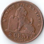 Бельгия 1905 2 сантима BELGES