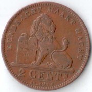 Бельгия 1910 2 сантима BELGEN