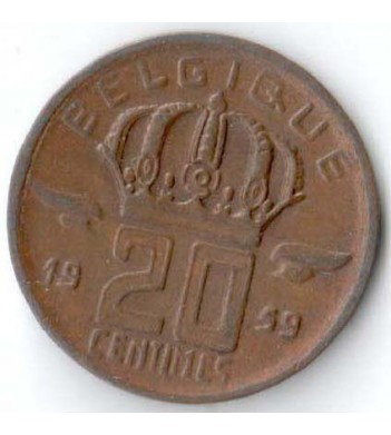 Бельгия 1959 20 сантимов BELGIQUE