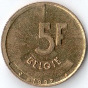 Бельгия 1986-1993 5 франков BELGIE