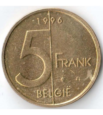 Бельгия 1996 5 франков BELGIE