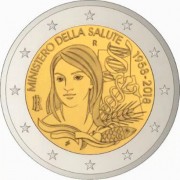 Италия 2018 2 евро 60 лет Министерству здравоохранения