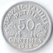 Франция 1942 50 сантимов