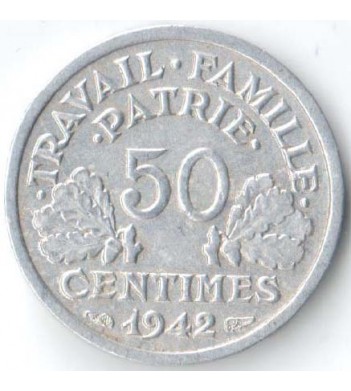 Франция 1942 50 сантимов