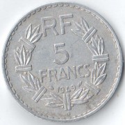 Франция 1950 5 франков (B)