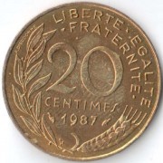Франция 1987 20 сантимов