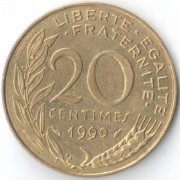 Франция 1990 20 сантимов