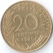 Франция 1991 20 сантимов