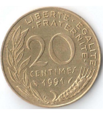 Франция 1991 20 сантимов