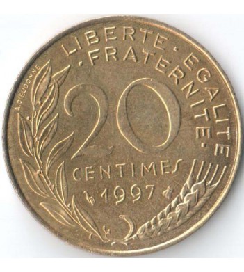 Франция 1997 20 сантимов