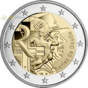 Франция 2020 2 евро Шарль де Голль