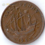 Великобритания 1937-1948 1/2 пенни Золотая лань