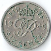 Великобритания 1949 6 пенсов