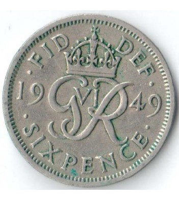 Великобритания 1949 6 пенсов